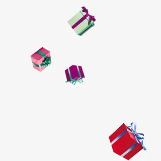 彩色漂浮礼盒装饰免抠