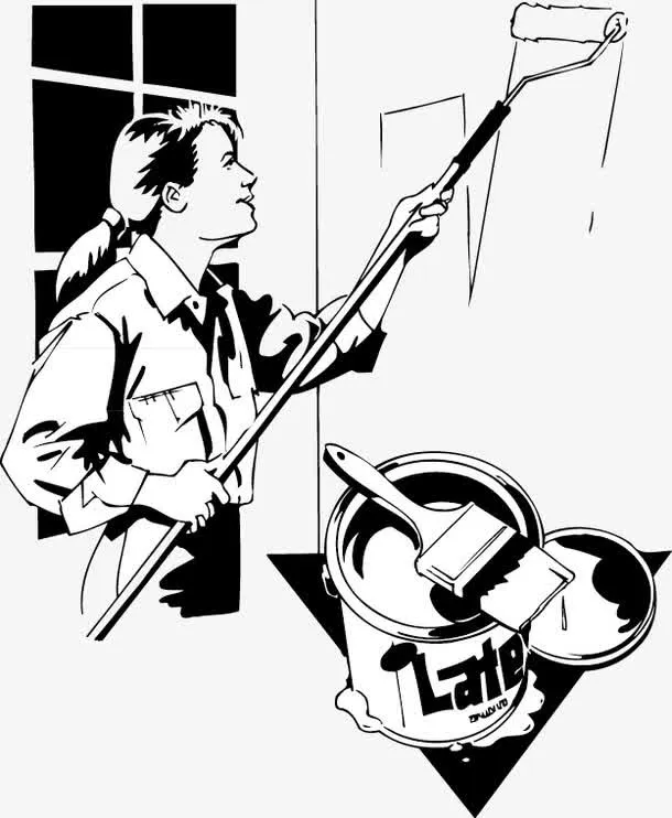 黑白刷墙场景免抠