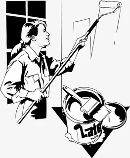 黑白刷墙场景免抠