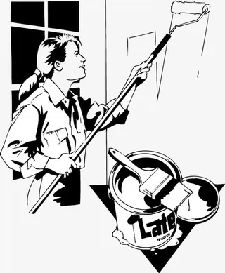 黑白刷墙场景免抠