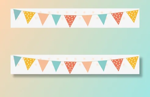 卡通三角吊旗彩旗免抠