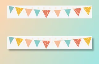 卡通三角吊旗彩旗免抠