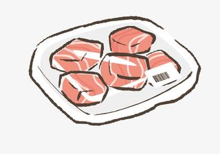 手绘盒子里的鲜肉免抠