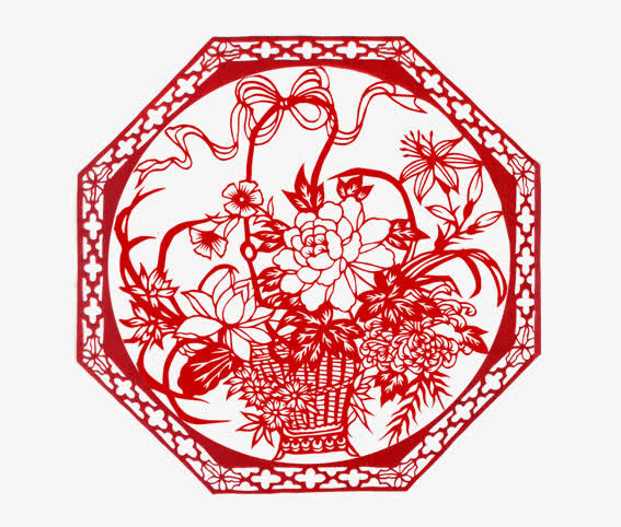 蝴蝶花剪纸素材免抠