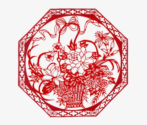 蝴蝶花剪纸素材免抠