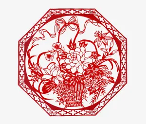 蝴蝶花剪纸素材免抠