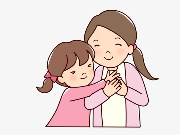 母亲节幸福拥抱的母女免抠
