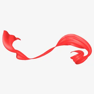 飘动的红色绸布免抠