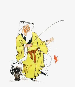 古代水墨垂钓免抠