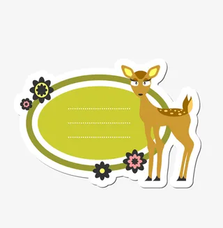 小鹿标签扁平化素材免抠