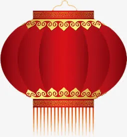 手绘红色灯笼生日卡片免抠