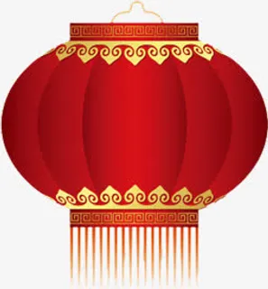 手绘红色灯笼生日卡片免抠