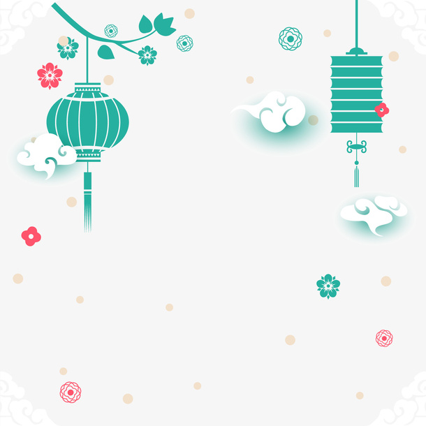 卡通新年蓝色灯笼矢量图免抠