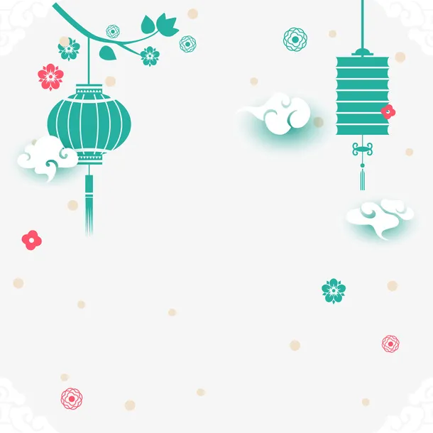 卡通新年蓝色灯笼矢量图免抠