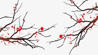 卡通手绘中国风梅花树枝免抠