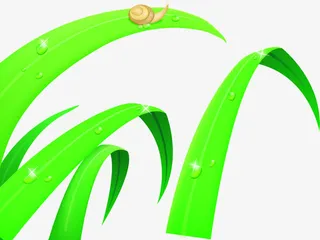 春天可爱树叶蜗牛露珠免抠