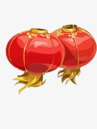手绘圆灯笼免抠