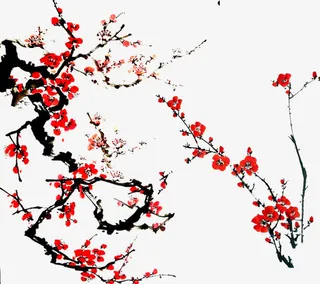 中国水墨梅花素材免抠