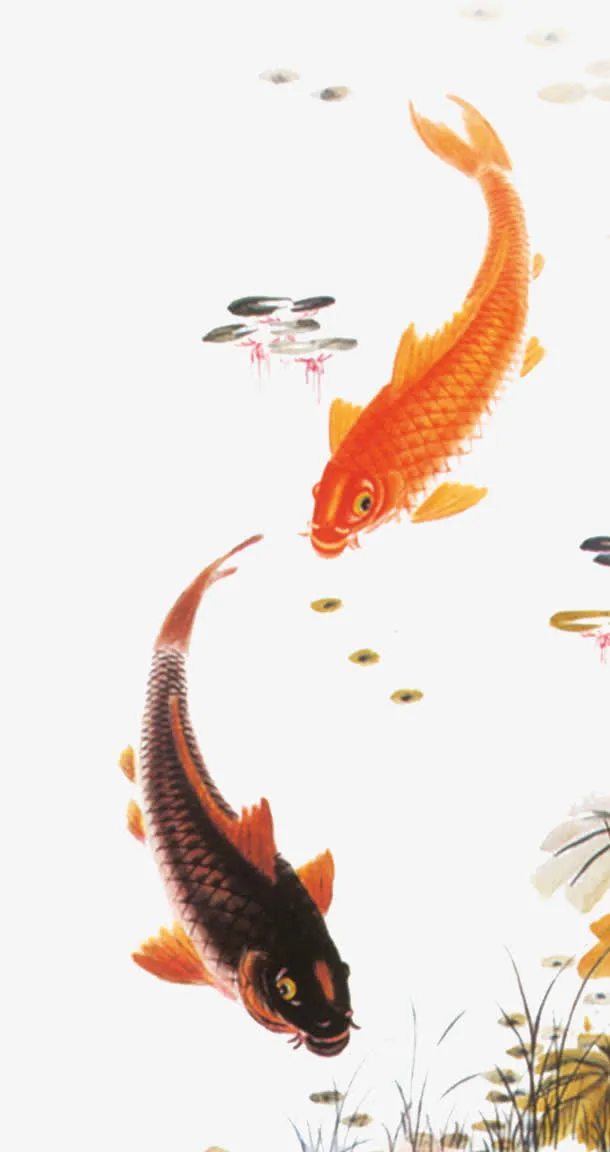 鱼水墨中国风春节免抠