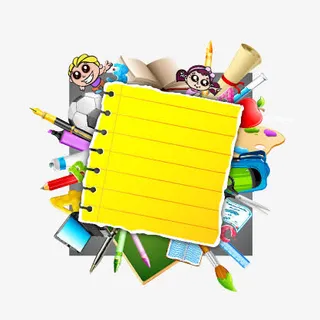卡通开学季笔记本免抠