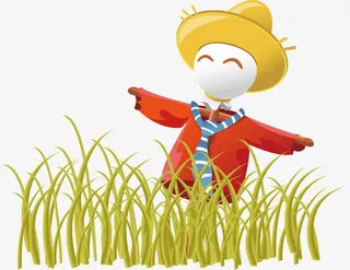 秋天稻草人免抠