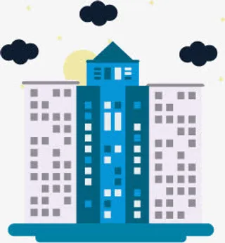 卡通扁平化城市建筑矢量素材,免抠