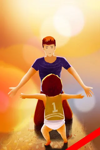 温馨矢量卡通父亲节海报背景高清