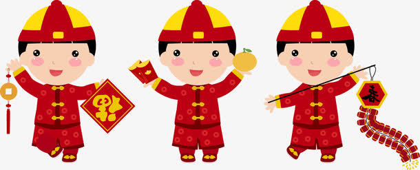 手绘卡通福娃免抠