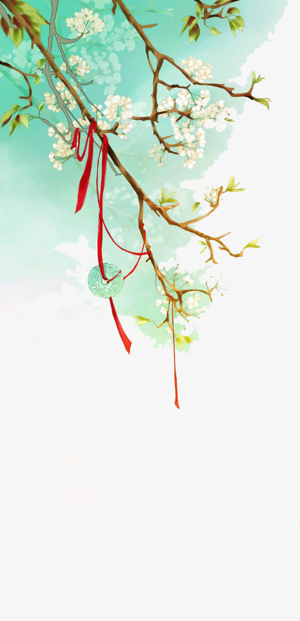 中国古风水彩插画素材免抠