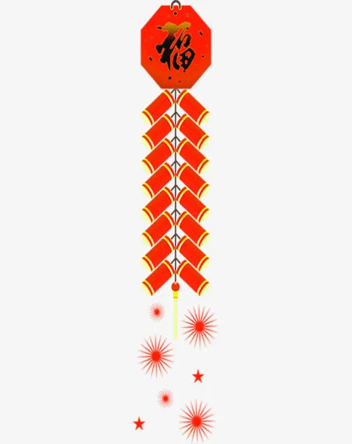 红色中国风福字挂饰免抠