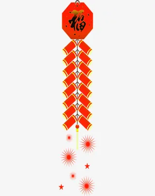红色中国风福字挂饰免抠