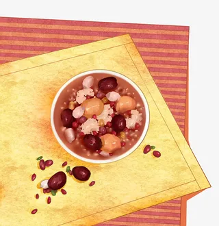 水彩装饰插画腊八节的腊八粥免抠