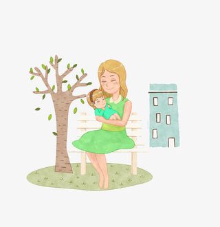 母亲节母女插画免抠