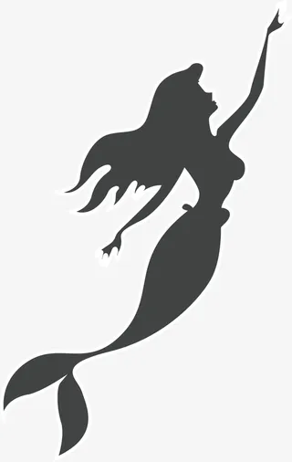 黑色扁平跳舞人鱼免抠