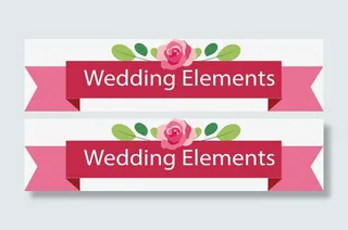 粉色彩带标题框免抠