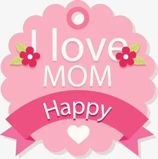 母亲节清新小花标签免抠