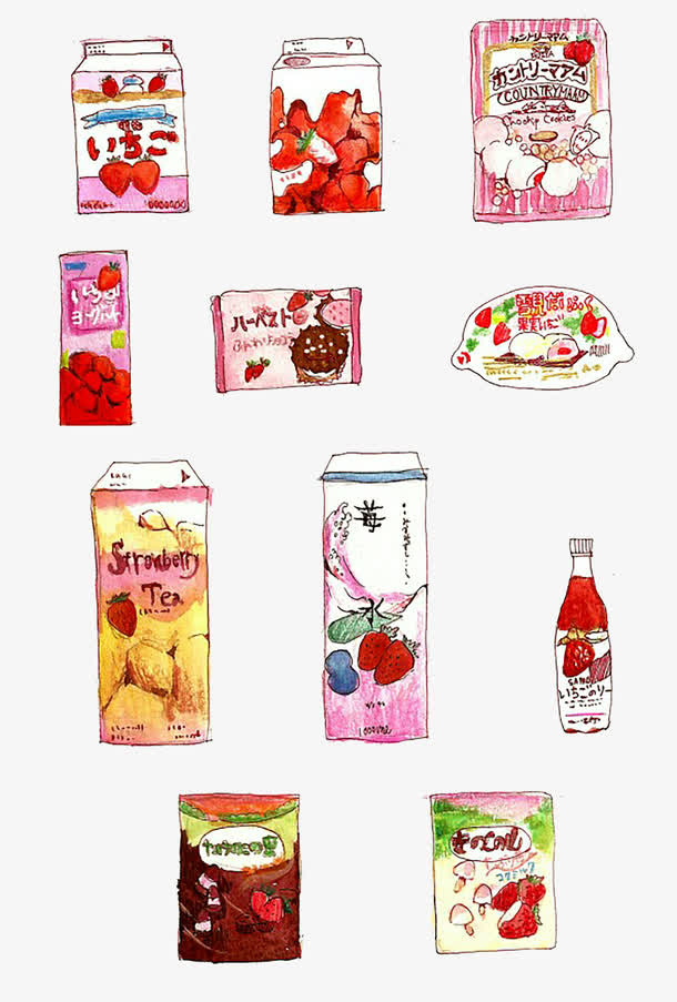 草莓牛奶免抠