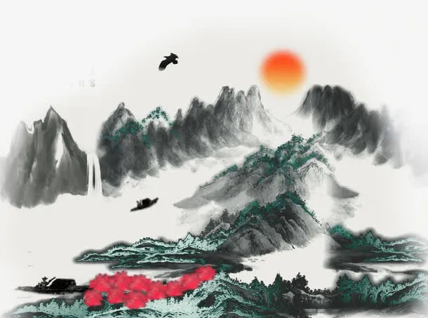 山河景秀图免抠