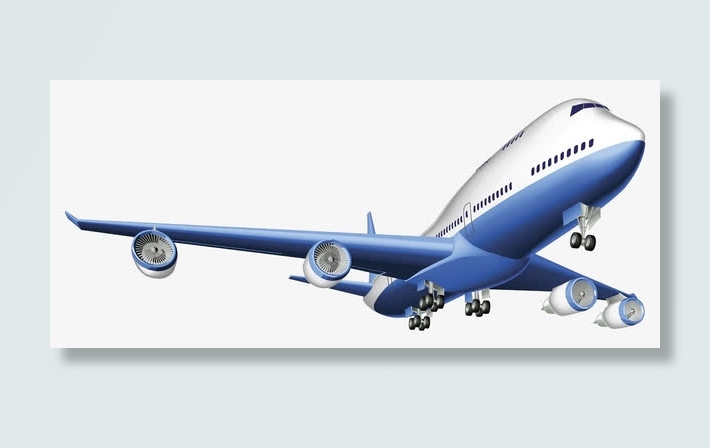 蓝色飞机插画免抠