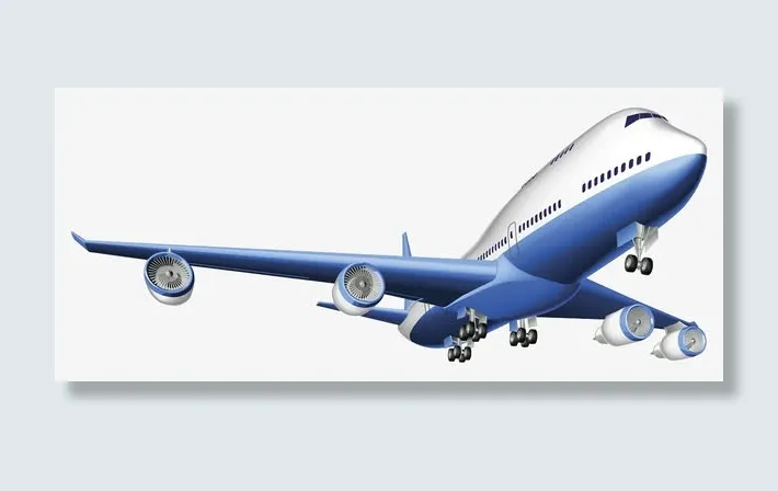 蓝色飞机插画免抠