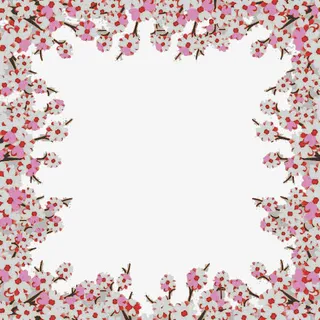 淡粉的樱花边框免抠