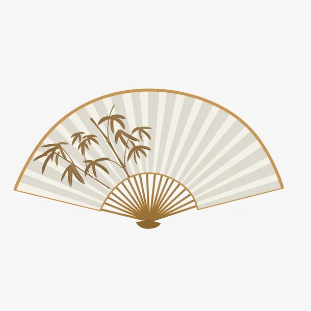 古风带竹子的扇子免抠