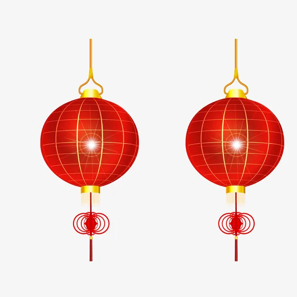 新年手绘红色挂饰灯笼免抠