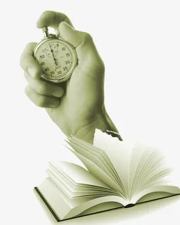 书本上边手持秒表素材免抠