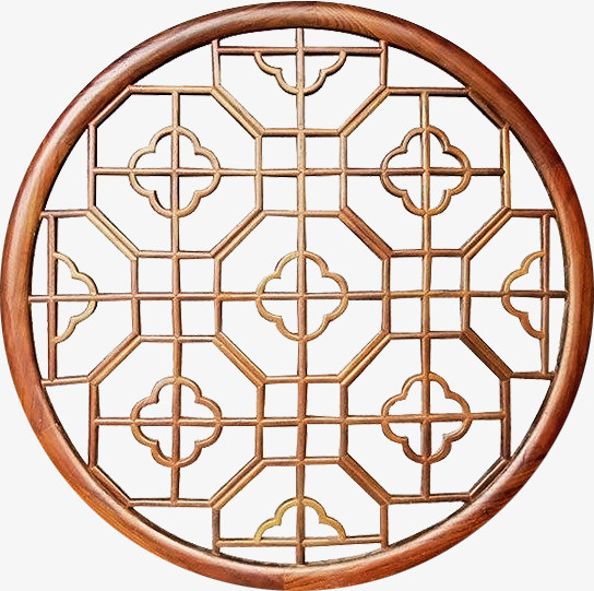 圆形古风窗户免抠