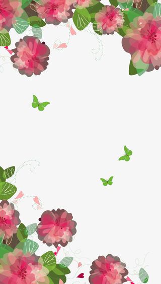 卡通红花绿叶装饰素材免抠