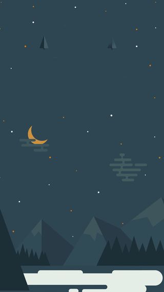 城市夜空月亮深墨绿色山川河流旅游思考H5高清