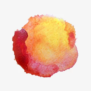 黄红色晕染圆形墨迹免抠