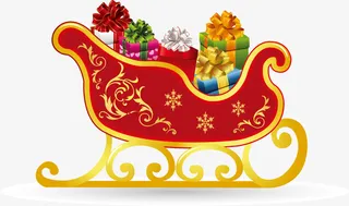 圣诞节喜庆红色雪橇免抠