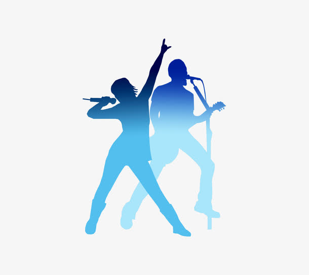 唯美人物剪影唱歌免抠